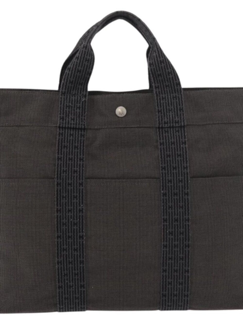 HERMES Her Line MM Hand Bag Canvas Gray Auth 176493 - Picture 3 of 16